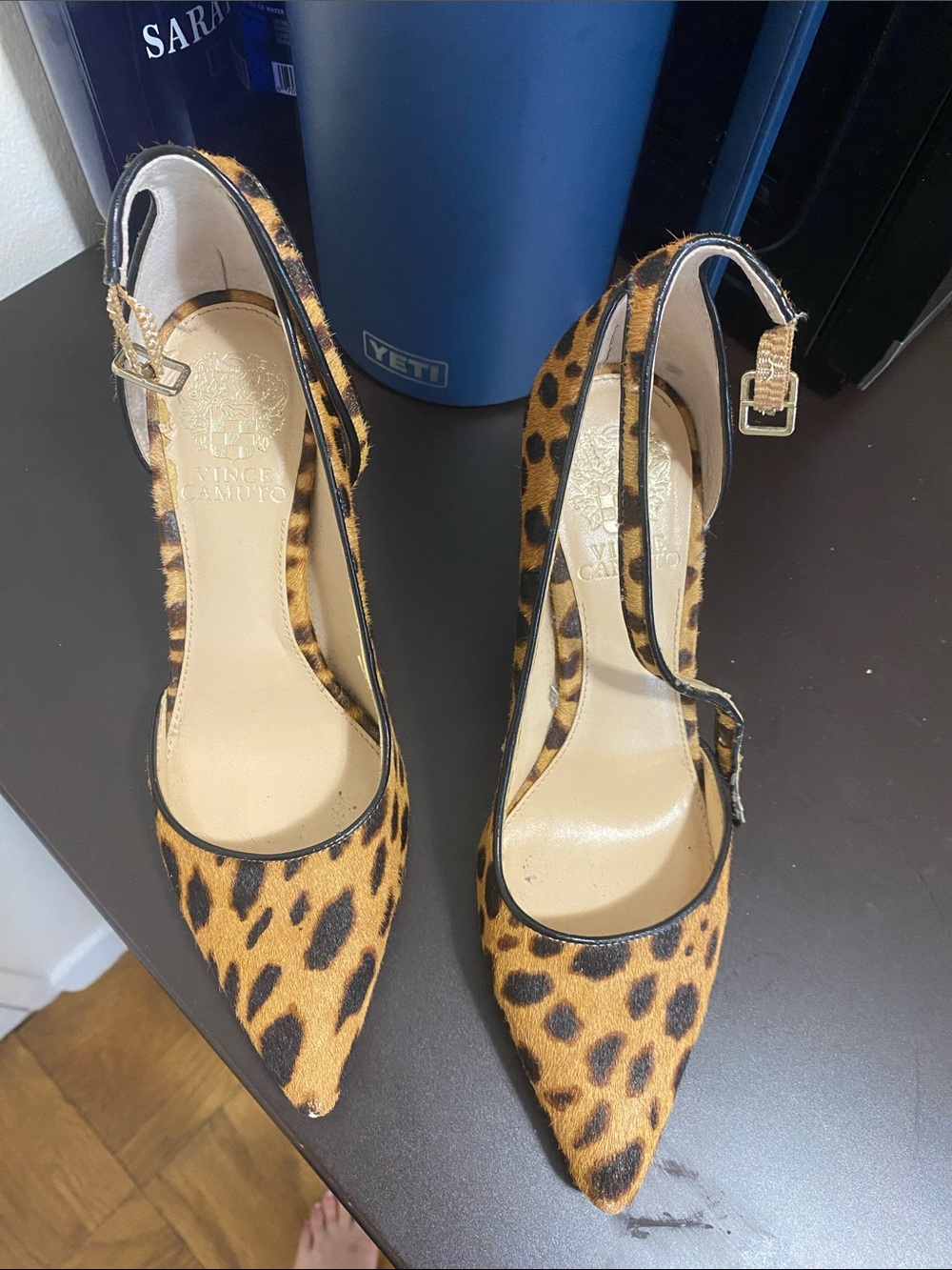 Vince Camuto Leopard-Print Pointed Slingback Heels - Brown/Black